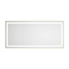 60 x 28 Inch LED Bathroom Mirror with Front and Backlight, Wall Mounted Vanity Mirror with Aluminum Frame, Anti-Fog, Memory, 3 Colors, Stepless Dimmable