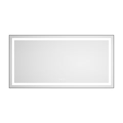 55 x 28 Inch LED Bathroom Mirror with Front and Backlight, Wall Mounted Vanity Mirror with Aluminum Frame, Anti-Fog, Memory, 3 Colors, Stepless Dimmable