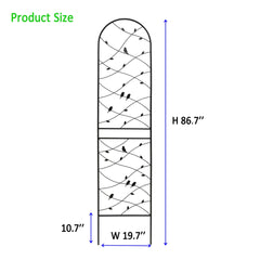 2 Pack Metal Garden Trellis 86.7" x 19.7" Rustproof Trellis for Climbing Plants Outdoor Flower Support Bird Deco Black