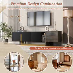 VIBE HAUS  66.7'' Light Luxury TV Stand for TVs up to 70 Inches, Modern TV Cabinet with Metal Legs, 1 Drawer, 2 Cabinets and Adjustable Shelves for Living room