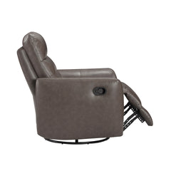 Luxurious Swivel Glider Reclining Chair 1pc Dark Brown Leather Upholstery Plush Comfort Living Room Furniture