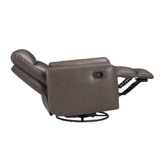 Luxurious Swivel Glider Reclining Chair 1pc Dark Brown Leather Upholstery Plush Comfort Living Room Furniture
