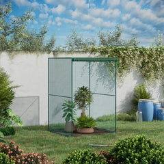 Outsunny 4' x 4' Crop Cage, Plant Protection Tent with Zippered Doors for Vegetable Garden, Backyard, Green