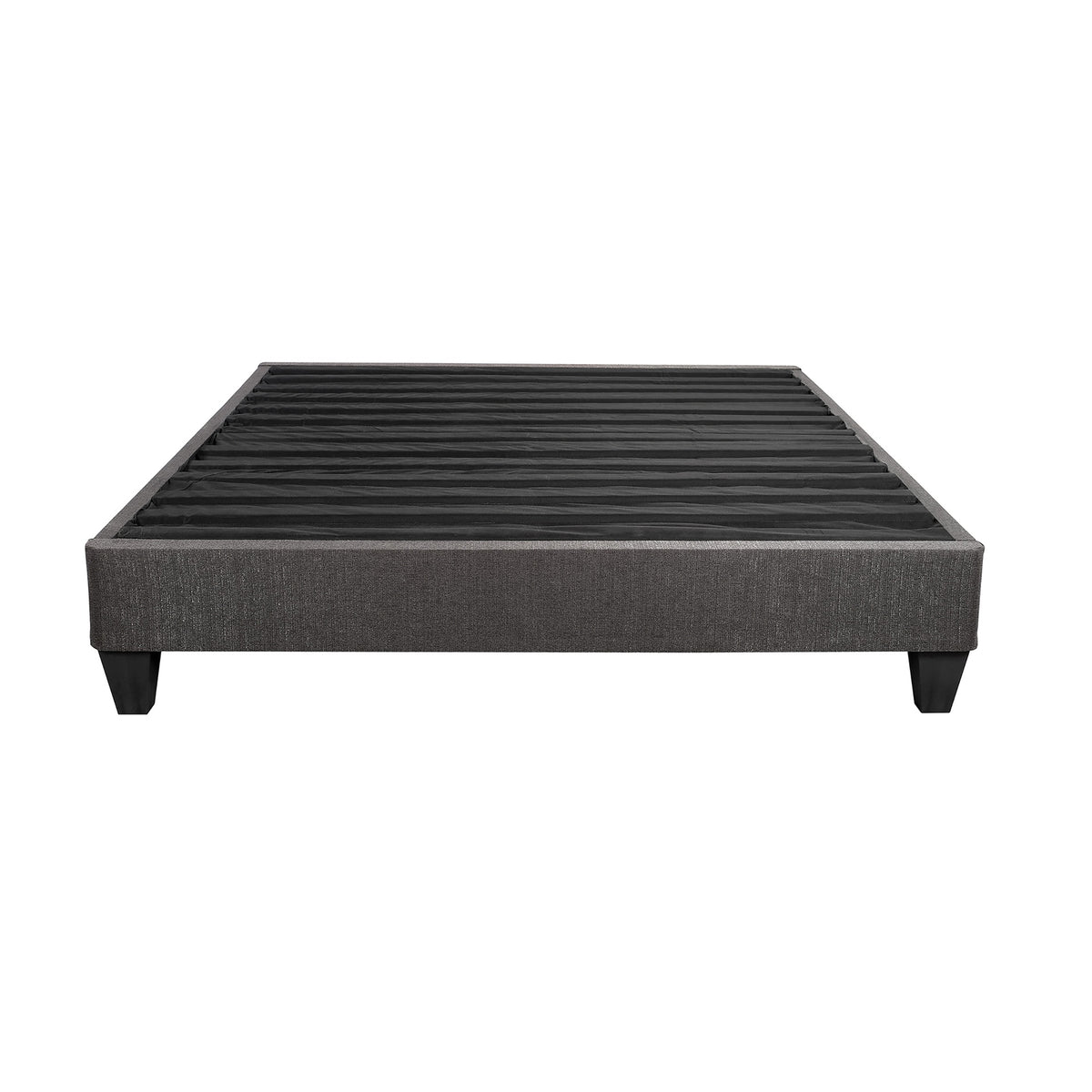 Full Size Platform Bed Base, Upholstered Mattress Foundation Bed Frame, Dark Grey