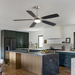 Modern 52 Inch Led Ceiling Fan With 6 Speed Wind 5 Blades Remote Control Reversible DC Motor With Light