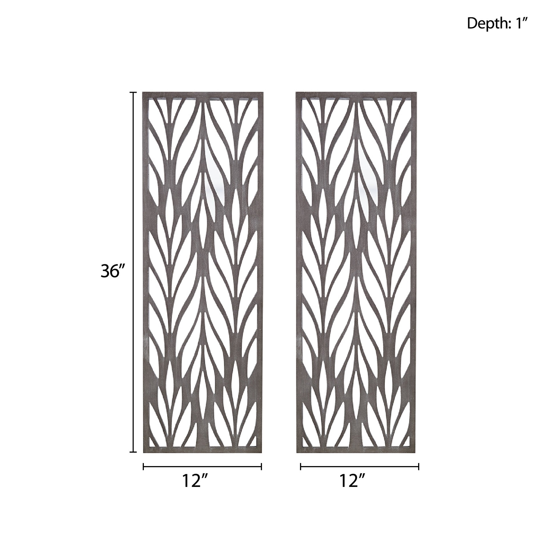Grey Laser Cut Wood 2-piece Panel Wall Decor Set