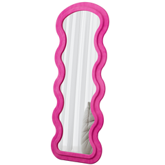 Flannel Full Length Wave rose Floor Mirror with Stand for Bedroom living room Hanging or Against The Wall