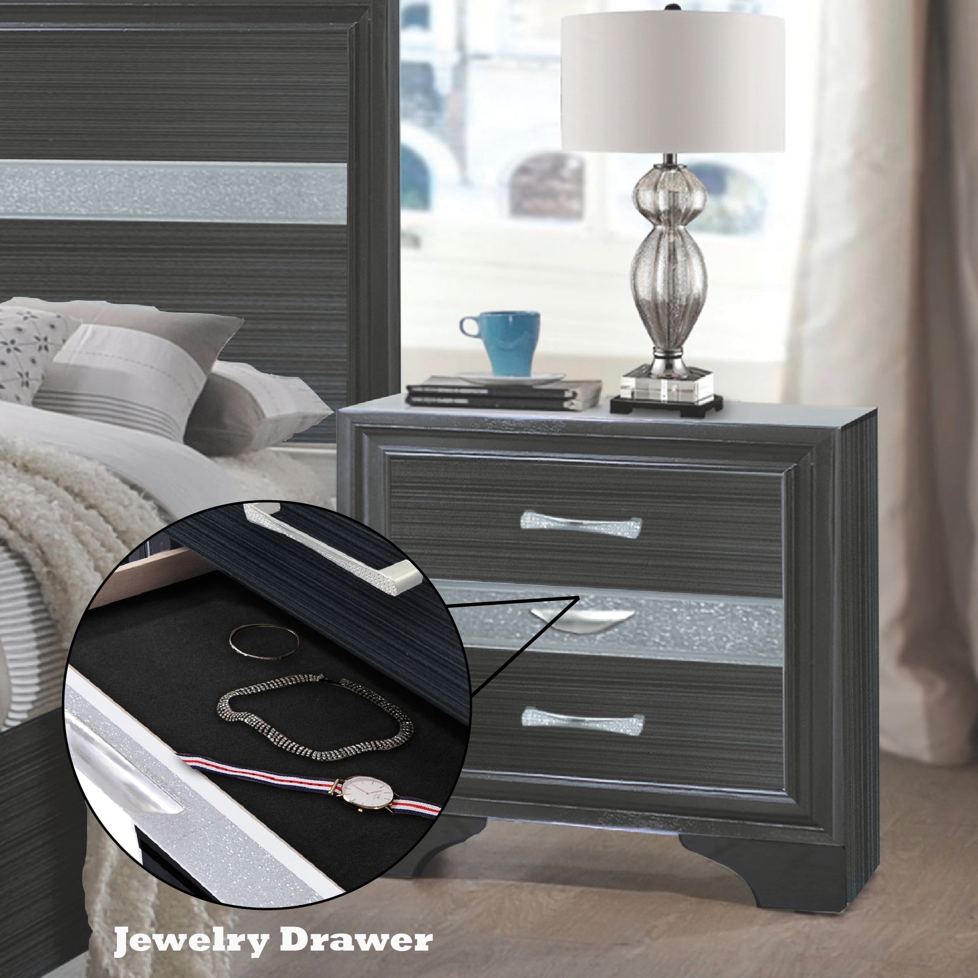 Naima Black Finish Nightstand