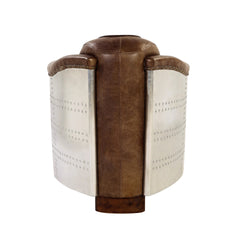 Brancaster Retro Brown Grain Leather & Aluminum Chair