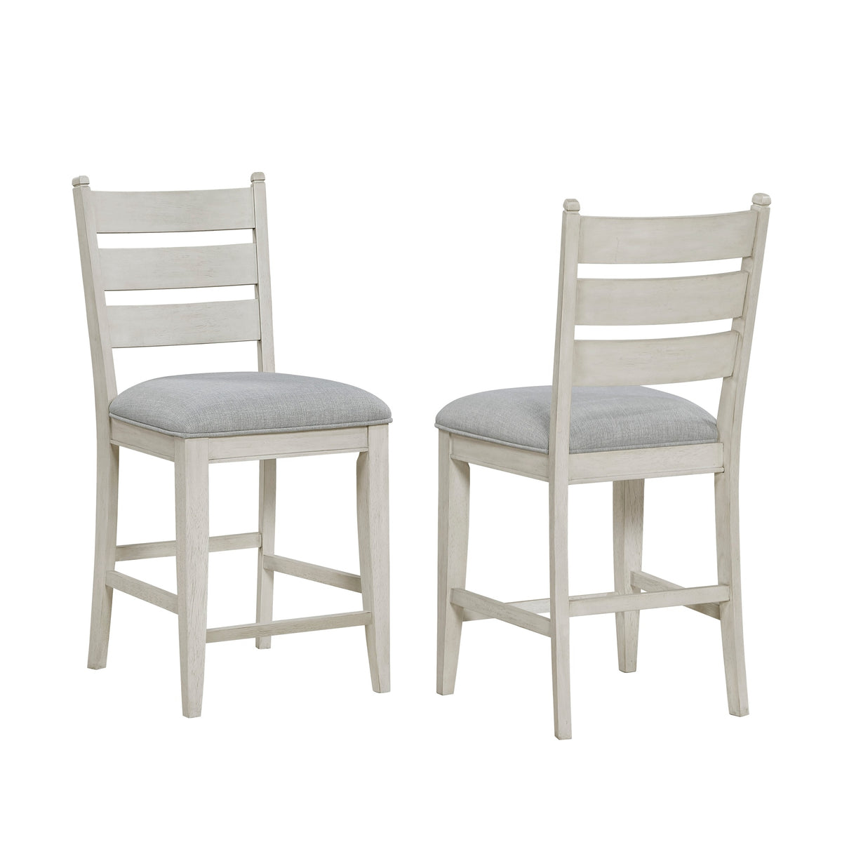 Farmhouse Dining Furniture Set of 2 Counter Height Chairs Antique White Finish Wooden Durable Comfortable Padded Seat