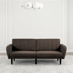 Contemporary Converts to Bed 1pc Futon Sofa Channeled Tufted Back Soft Track Arm Couch W USB