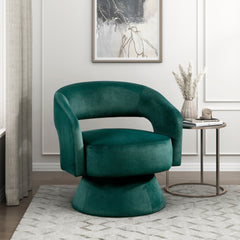 Modern Luxury Swivel Accent Chair 1pc Green Velvet Upholstery Solid Wood Stylish Home Furniture