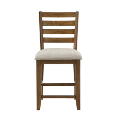 Counter Height Chairs Set of 2 Traditional Cherry Finish Wood Frame Beige Upholstery Dining Furniture