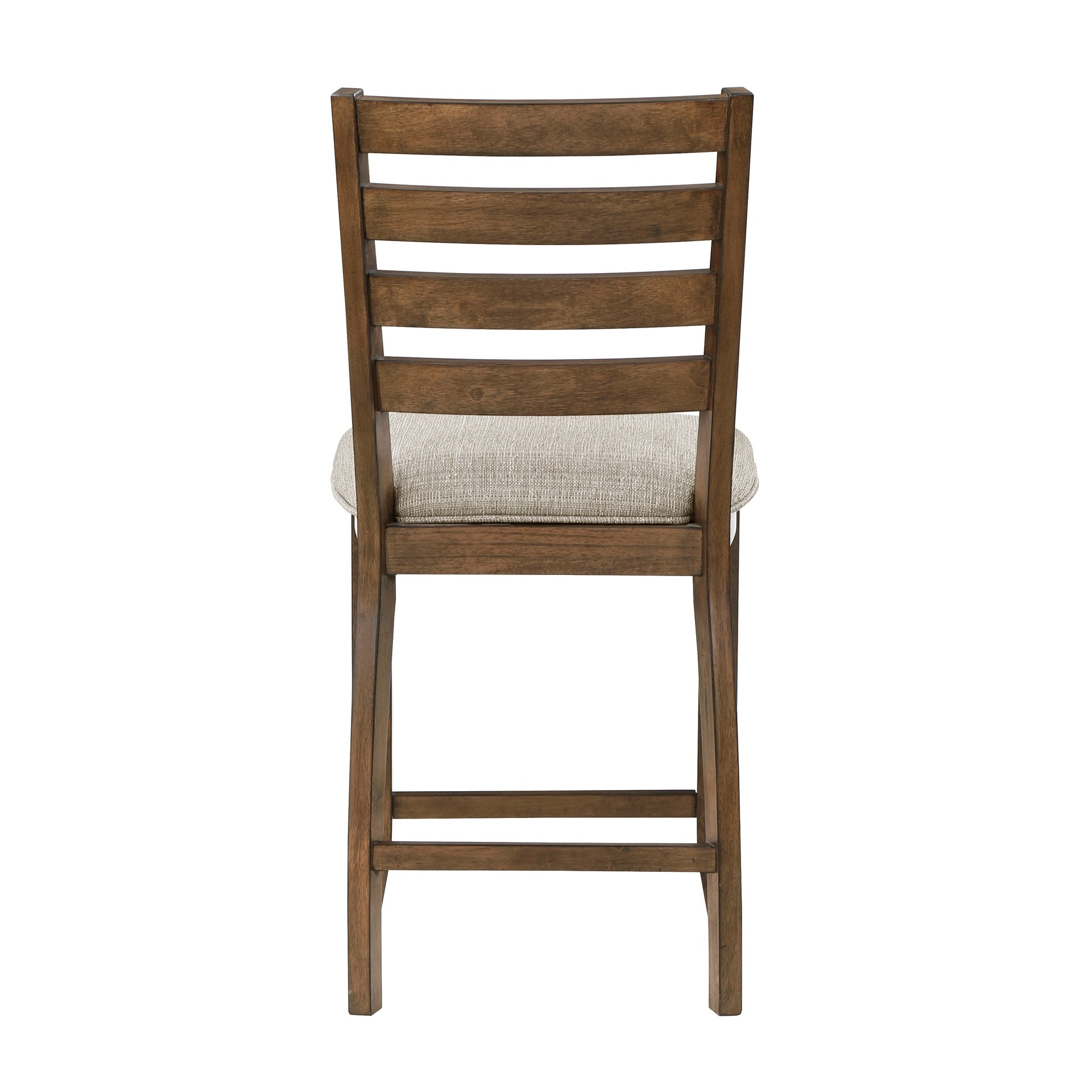 Counter Height Chairs Set of 2 Traditional Cherry Finish Wood Frame Beige Upholstery Dining Furniture