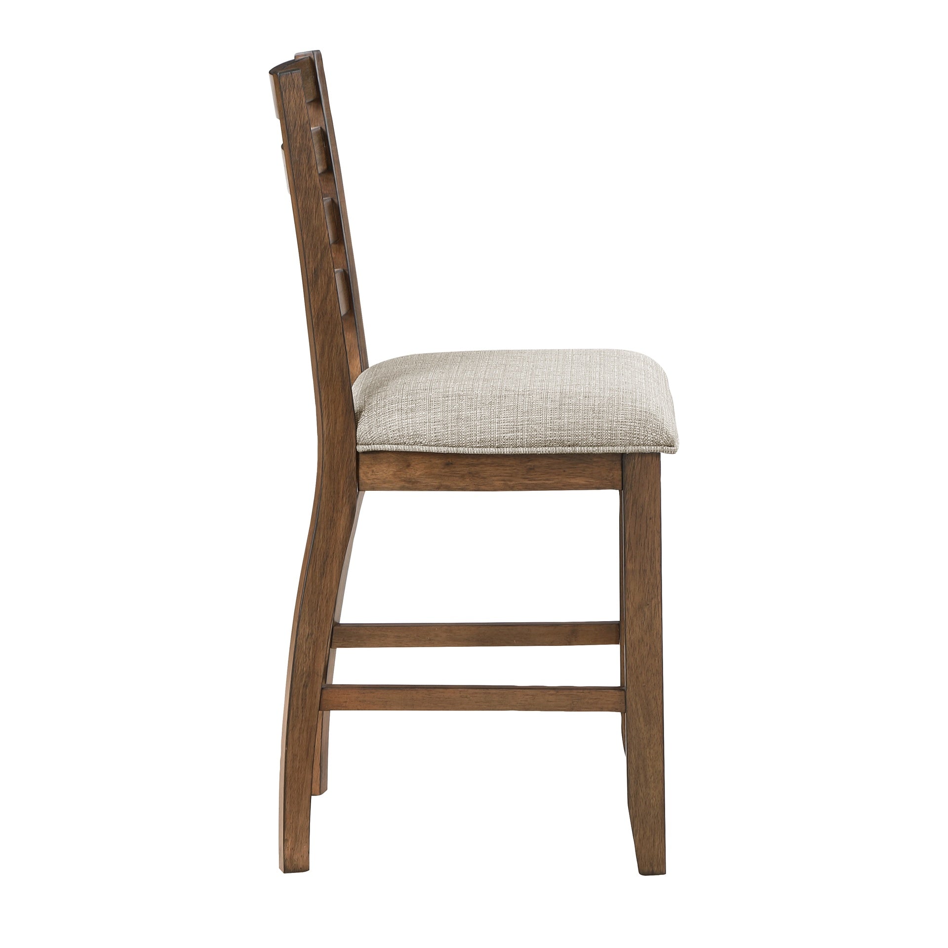 Counter Height Chairs Set of 2 Traditional Cherry Finish Wood Frame Beige Upholstery Dining Furniture