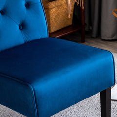 Reese 53"  2Piece Living Room Armless Button Tufted Pattern Accent Chair with Velvet Fabric and Premium High Density Foam Cushion, Dark Blue