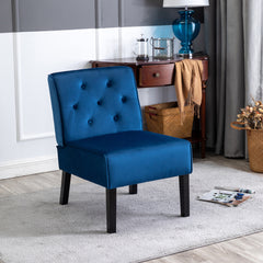 Reese 53"  2Piece Living Room Armless Button Tufted Pattern Accent Chair with Velvet Fabric and Premium High Density Foam Cushion, Dark Blue