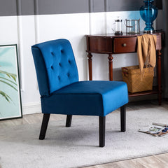 Reese 53"  2Piece Living Room Armless Button Tufted Pattern Accent Chair with Velvet Fabric and Premium High Density Foam Cushion, Dark Blue