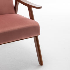 Accent Chair with Velvet Upholstery and Solid Wood Frame, Classic Mid-Century Modern Living Room Furniture for Extra Seating, Rose