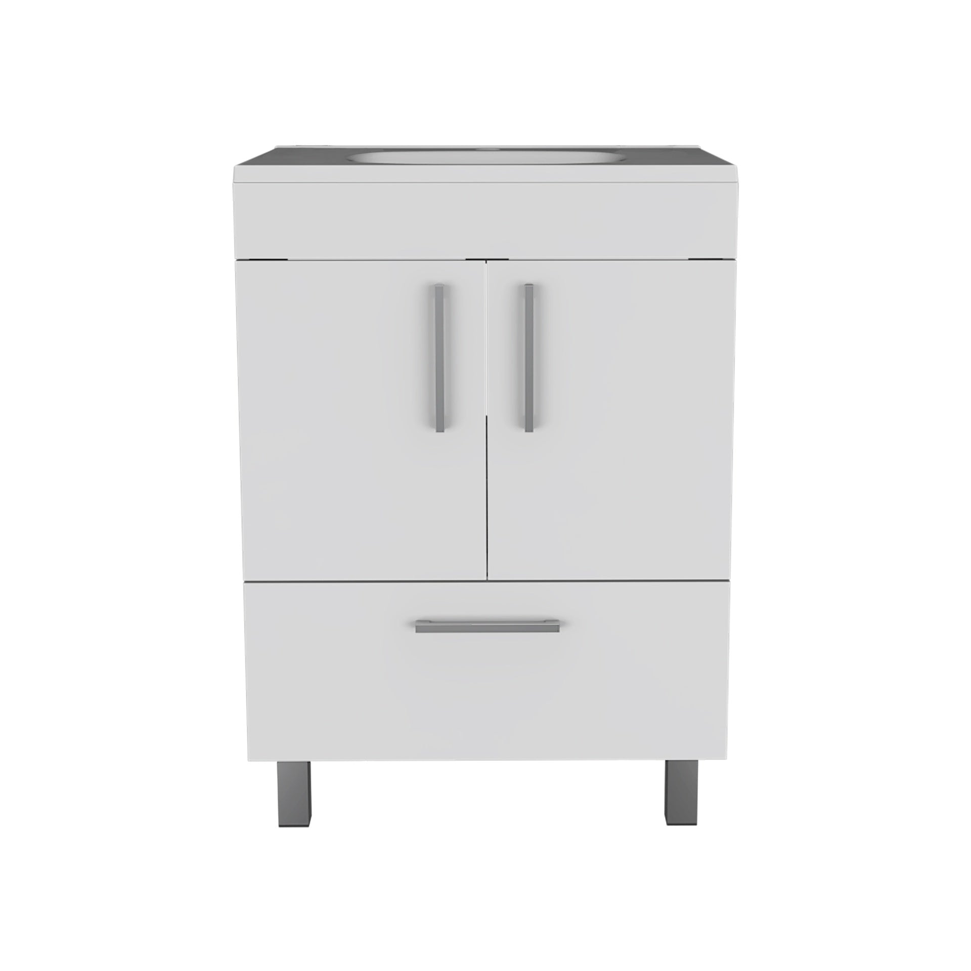 White 2-Door Rectangle Single Bathroom Vanity