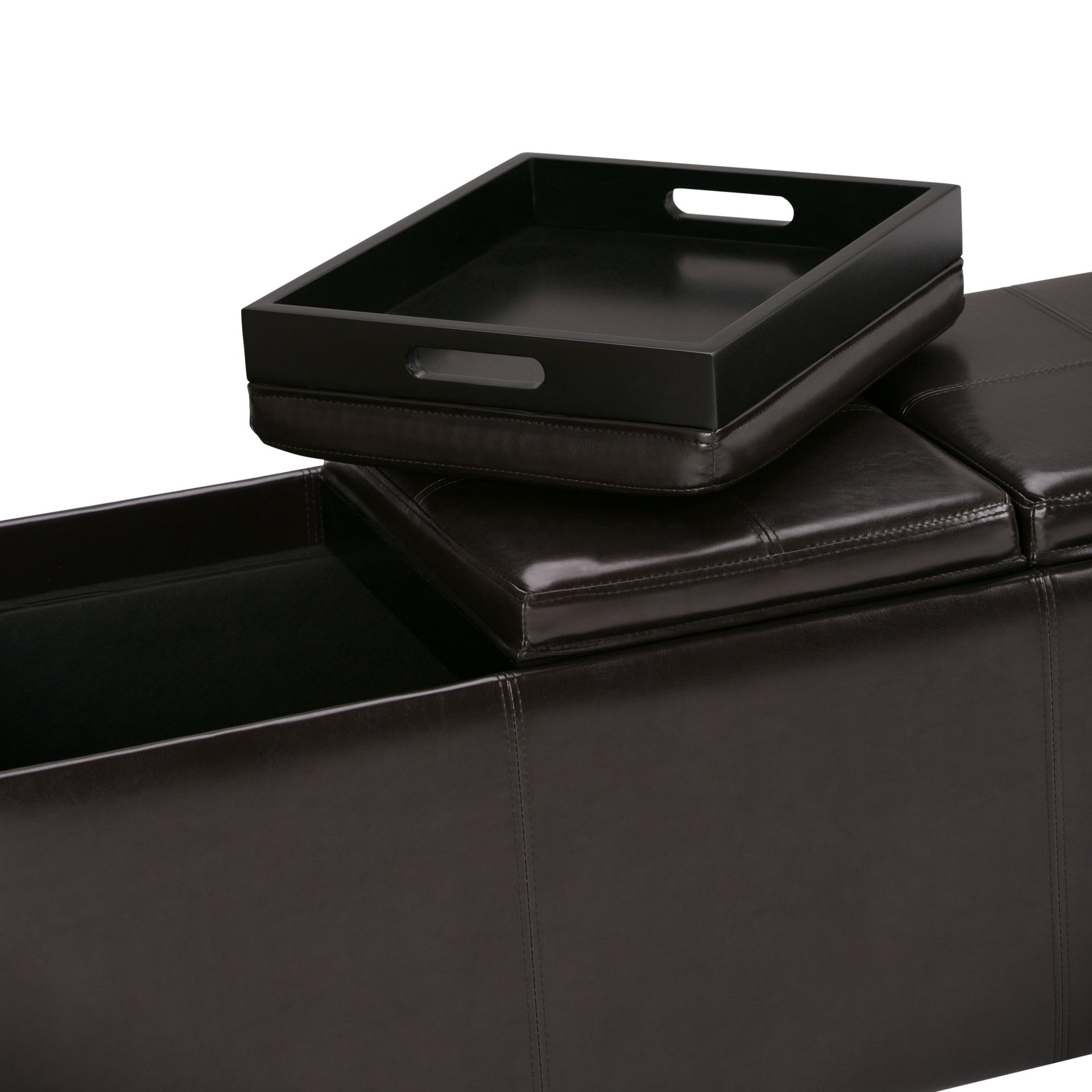Avalon 42 inch Wide Storage Ottoman in Tanners Brown Vegan Leather
