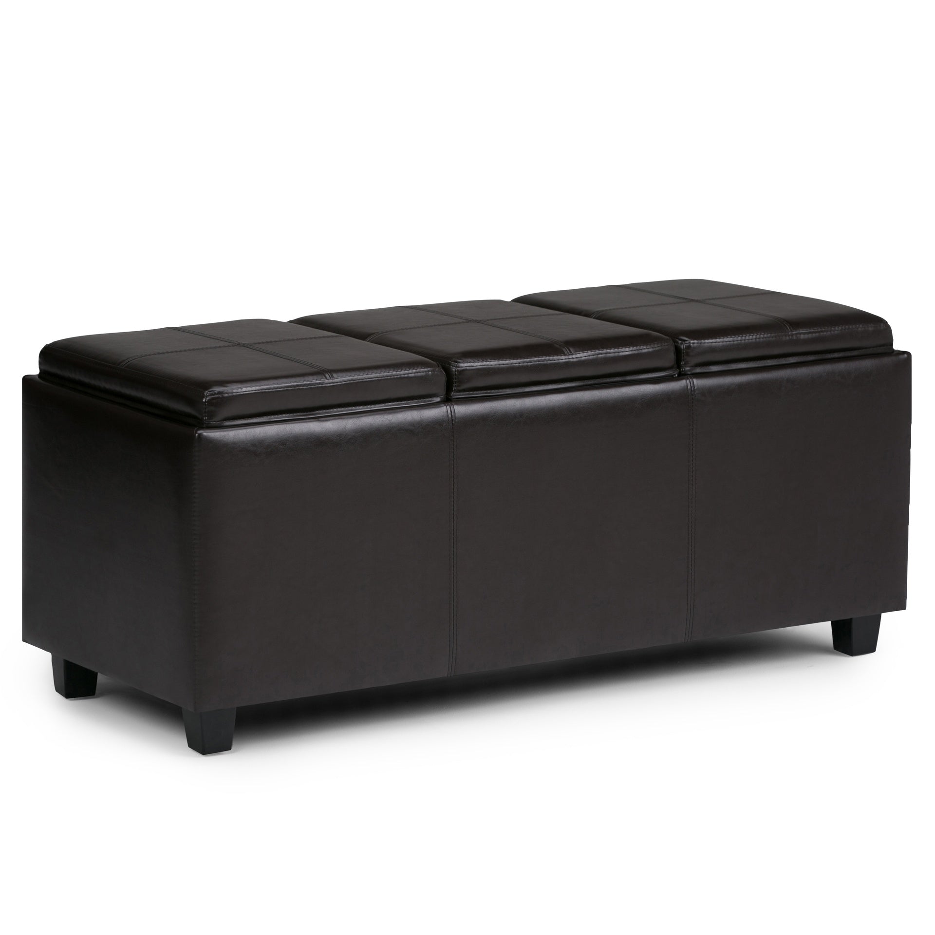 Avalon 42 inch Wide Storage Ottoman in Tanners Brown Vegan Leather