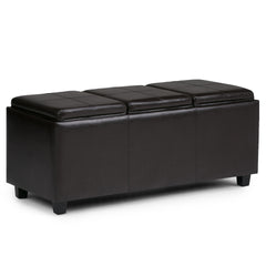Avalon 42 inch Wide Storage Ottoman in Tanners Brown Vegan Leather
