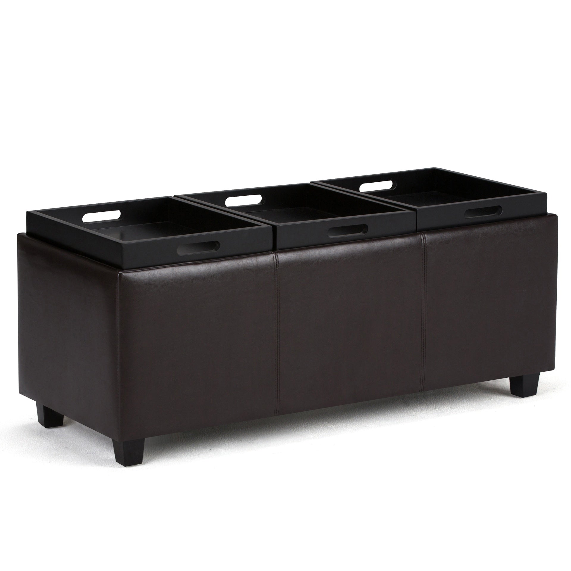 Avalon 42 inch Wide Storage Ottoman in Tanners Brown Vegan Leather