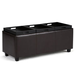 Avalon 42 inch Wide Storage Ottoman in Tanners Brown Vegan Leather