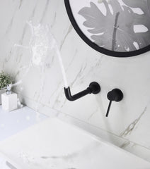 Wall Mounted Single Handle Bathroom Sink Faucet with Pop-Up Drain (No Overflow)