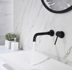 Wall Mounted Single Handle Bathroom Sink Faucet with Pop-Up Drain (No Overflow)