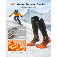 Heated Socks, 5000mAh Battery Powered, Rechargeable Heating Socks with 4 Heating Levels, Electric Heated Sock for Men Women, Foot Warmer for Hunting Riding Camping Hiking Skiing, Outdoor Work