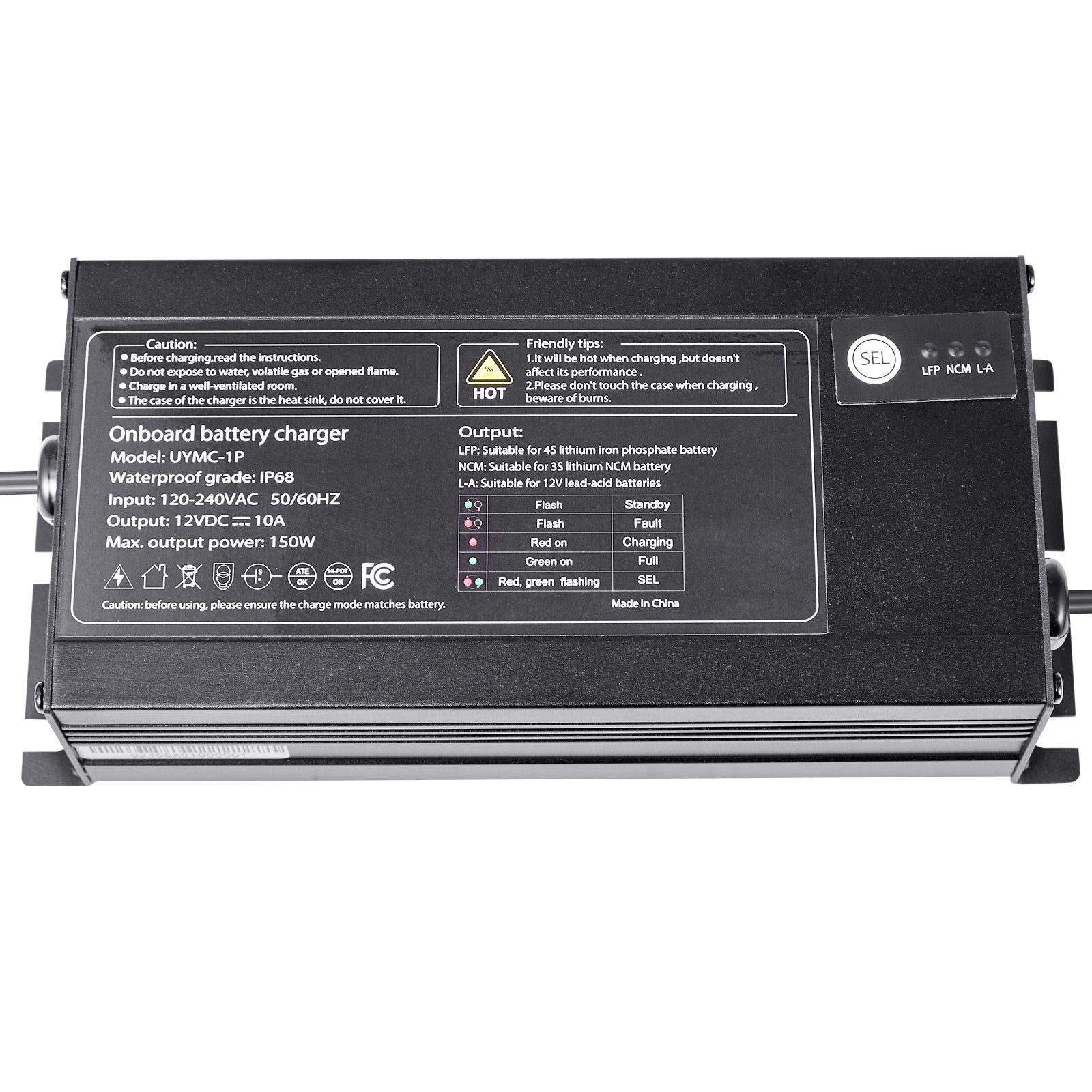 1-Bank 10A 12V Smart Marine Battery Charger Onboard IP68 Waterproof Boat RV