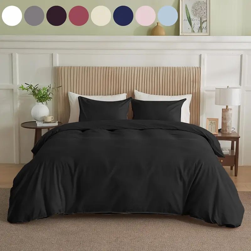 Serta Simply Clean Solid Duvet cover Black King