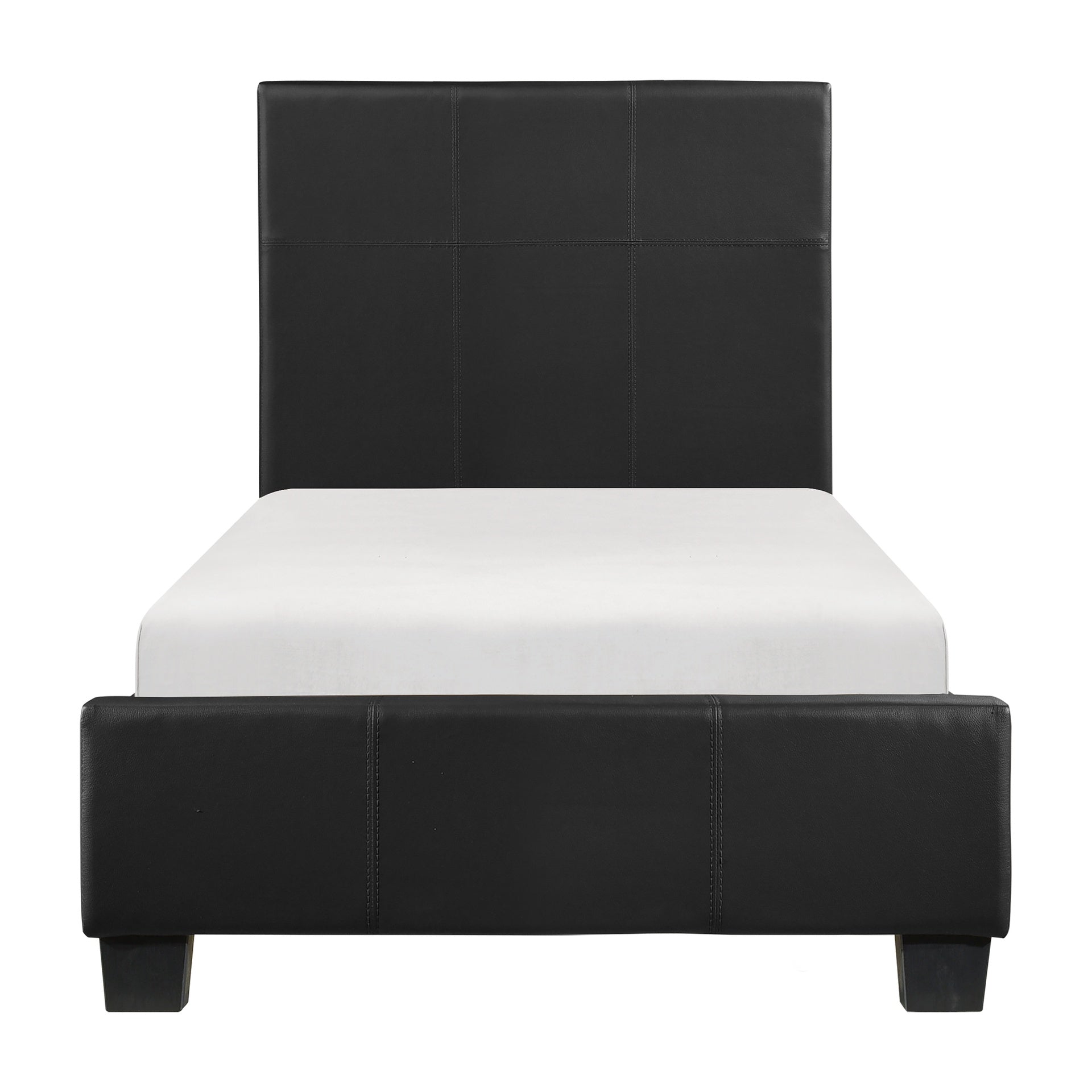 Contemporary Twin Platform Bed 1pc Durable Black Faux Leather Bedroom Furniture