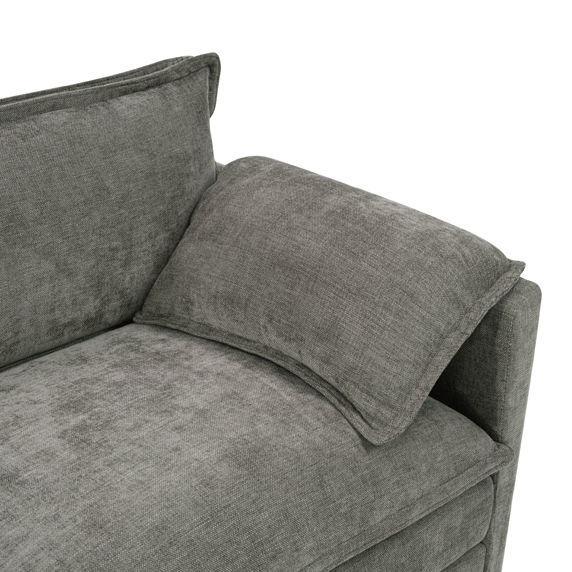 107-inch L-shaped sofa with cotton-linen velvet texture, corner sofa with storage function on the side, suitable for living room, office and spacious space,3 seats can be extended