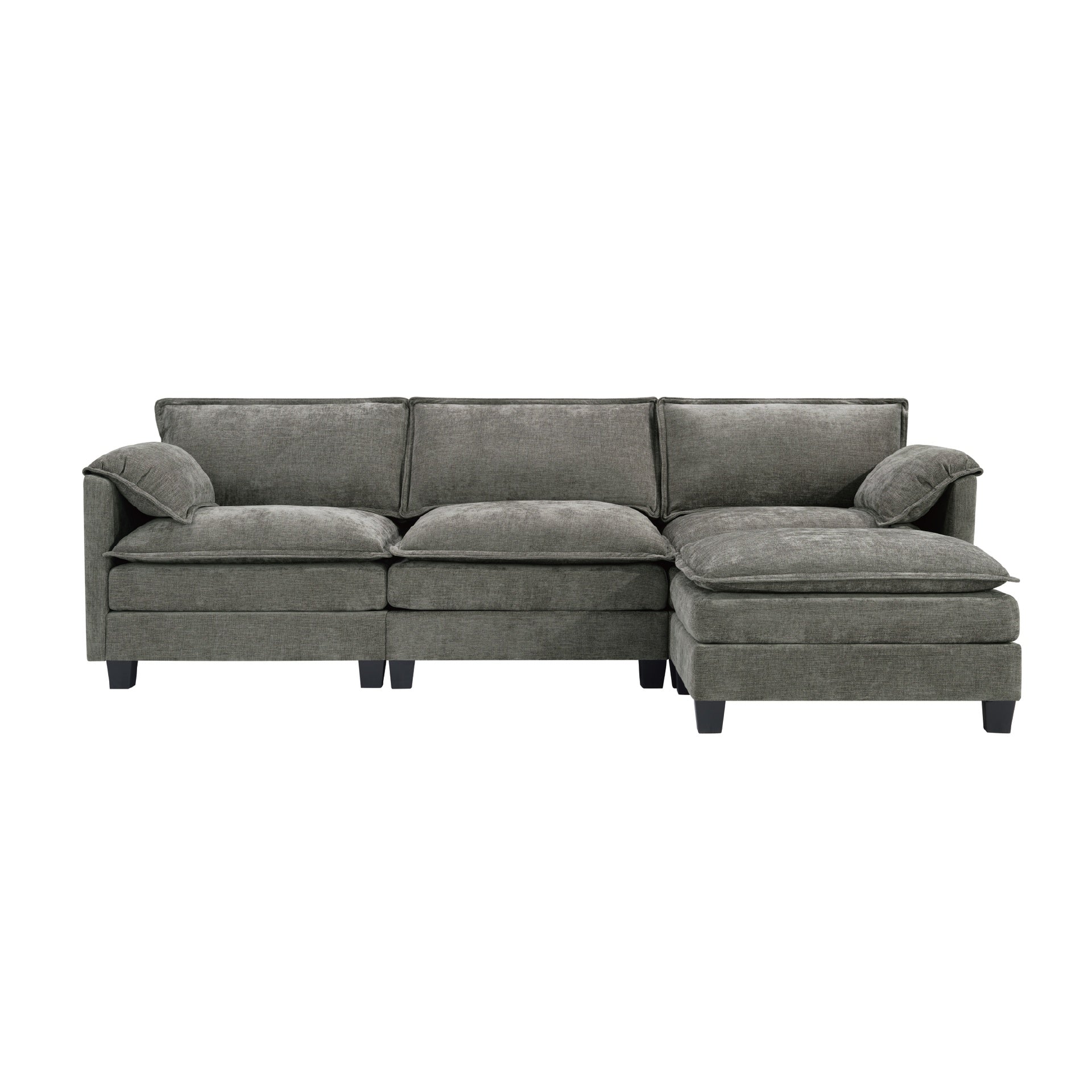 107-inch L-shaped sofa with cotton-linen velvet texture, corner sofa with storage function on the side, suitable for living room, office and spacious space,3 seats can be extended