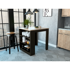 3-Drawer Kitchen Island Wenge and Pine