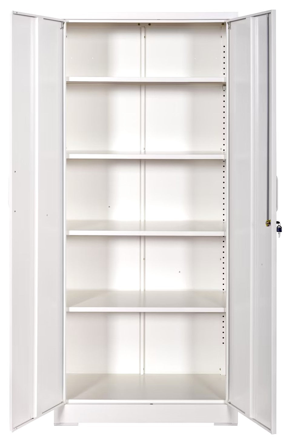 Container Furniture Direct Ironclad 71" Metal Storage Cabinet with Locking Doors and 4 Adjustable Shelves, Heavy-Duty Steel Cabinet for Garage, Laundry, Office, or Warehouse, Cream White