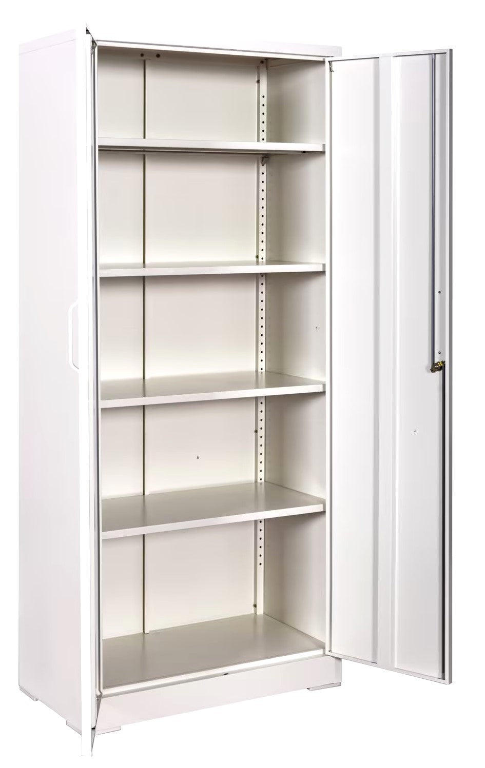Container Furniture Direct Ironclad 71" Metal Storage Cabinet with Locking Doors and 4 Adjustable Shelves, Heavy-Duty Steel Cabinet for Garage, Laundry, Office, or Warehouse, Cream White