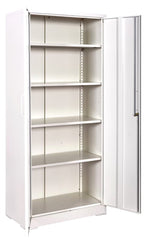 Container Furniture Direct Ironclad 71" Metal Storage Cabinet with Locking Doors and 4 Adjustable Shelves, Heavy-Duty Steel Cabinet for Garage, Laundry, Office, or Warehouse, Cream White