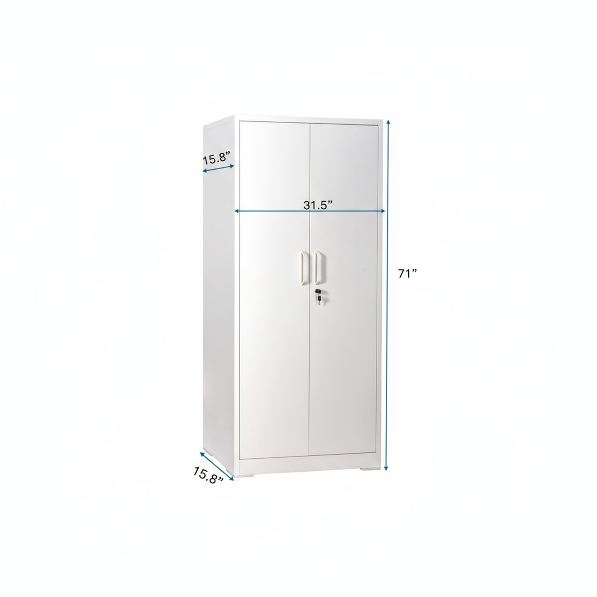 Container Furniture Direct Ironclad 71" Metal Storage Cabinet with Locking Doors and 4 Adjustable Shelves, Heavy-Duty Steel Cabinet for Garage, Laundry, Office, or Warehouse, Cream White