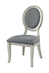 Transitional Antique White and Gray Side Chairs Set of 2 Chairs Dining Room Furniture Padded fabric seat
