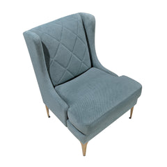 Modern Luxury Blue Chenille Upholstery Wingback Accent Chair 1pc Gold Finish Metal Legs Pocket Coils Diamond Stitched Furniture