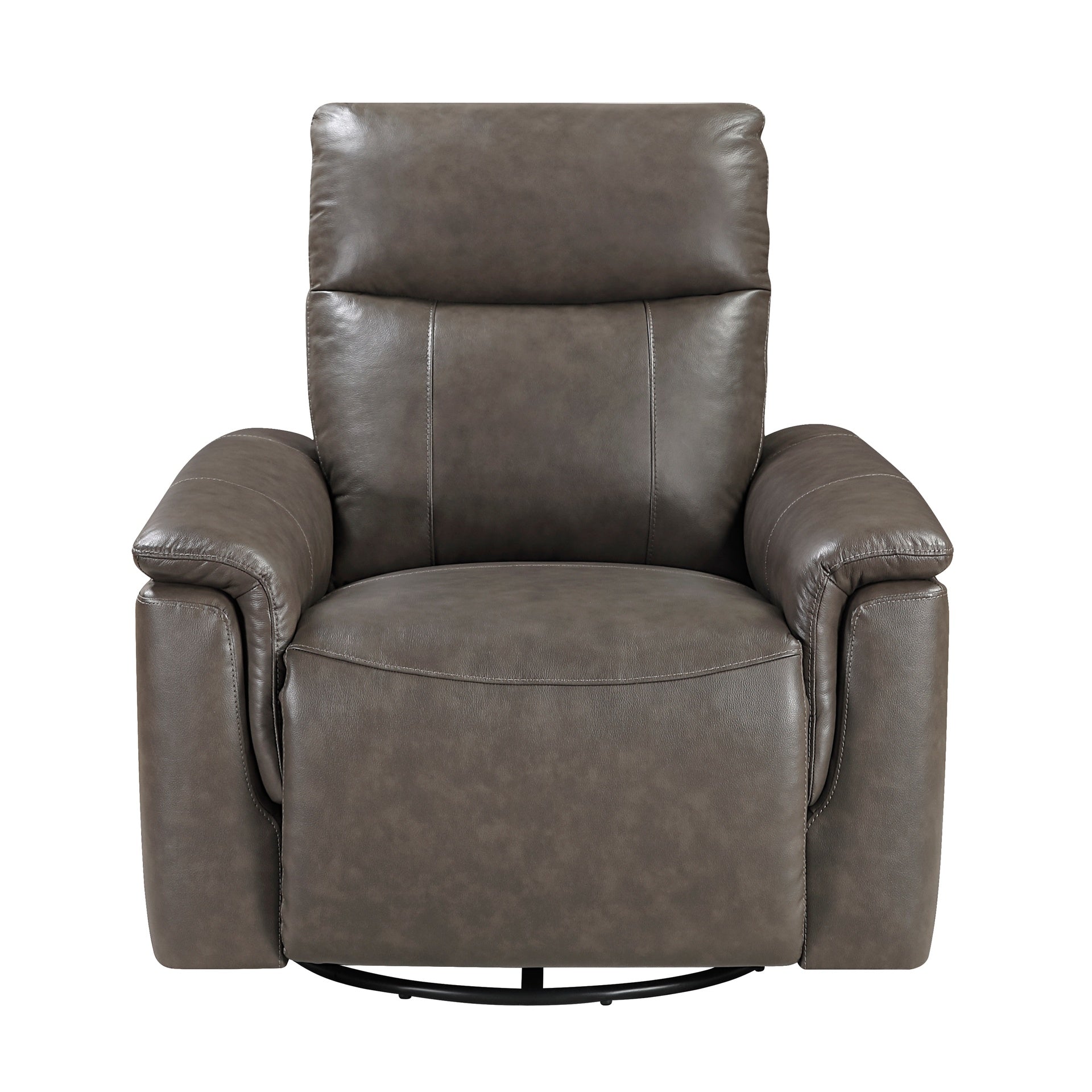 Luxury Comfort Premium Leather Recliner 1pc Dark Brown Upholstery Gentle Gliding Swivel Motion Living Room Furniture