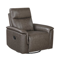 Luxury Comfort Premium Leather Recliner 1pc Dark Brown Upholstery Gentle Gliding Swivel Motion Living Room Furniture