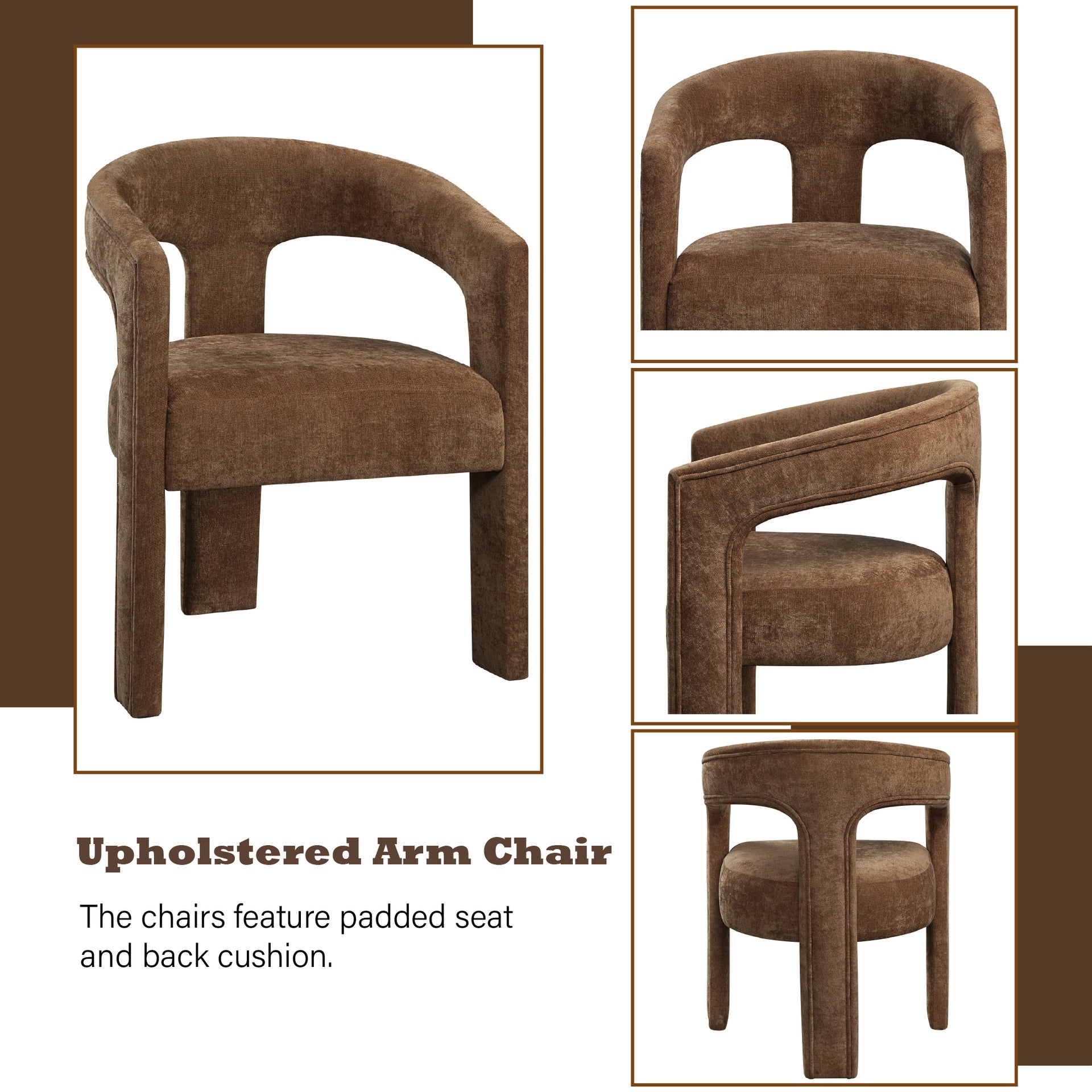 Leonardo Brown Linen Arm Chair (Set of 2)