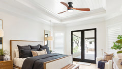 52-Inch Ceiling Fan With Light And Remote Control,With 3 ABS Fan Blades,Flush Mount Ceiling Fan with Reversible DC Motor,6 Wind Speed Adjustable,Dimmable Light