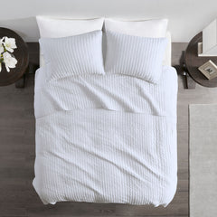 3 Piece Quilt Set White Full/Queen