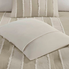 3 Piece Striped Cotton Comforter Set Taupe King/Cal King